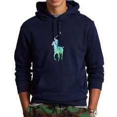 The Polo Ralph Lauren Ombr Big Pony Fleece Hoodie Is A Lightweight Hoodie That Features Our Iconic Big Pony Rubber-Printed At The Front To Achieve An Ombr Effect. Ralph Lauren Partners With Better Cotton To Improve Cotton Farming Globally. Better Cotton Trains Farmers To Use Water Efficiently, Care For The Health Of The Soil And Natural Habitats, Reduce Use Of The Most Harmful Chemicals, And Implement The Principles Of Decent Work. Drawstring Hood. Long Sleeves With Ribbed Cuffs. Signature Big P Blue Casual Sweatshirt With Fleece Lining, Casual Blue Hoodie With Fleece Lining, Casual Blue Sweatshirt With Fleece Lining, Blue Fleece Sweatshirt With Fleece Lining, Blue Fleece-lined Sweatshirt For Fall, Navy Long Sleeve Sweatshirt With Kangaroo Pocket, Sporty Ralph Lauren Winter Hoodie, Ralph Lauren Hooded Cotton Sweatshirt, Polo Bear Hoodie