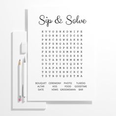 a white paper with the word sip and solve written on it next to a pencil