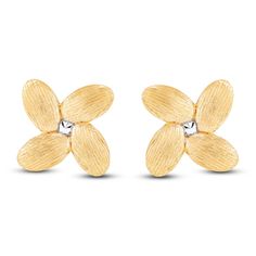 These flower stud earrings are a charming everyday look. 14K yellow gold Each earring features a satin-finish flower and a white rhodium center Friction backs Made in Italy From the Italia D'Oro Collection Exclusively at Jared® Yellow Gold Flower Earrings In 14k, Hypoallergenic Yellow Gold Flower Earrings, Elegant 14k Gold Flower-shaped Earrings, Yellow Gold Flower-shaped Gold Plated Earrings, Hypoallergenic Yellow Gold Flower-shaped Earrings, Jewelry Style Guide, Anniversary Wedding Band, Diamond Fashion Jewelry, Wedding Band Styles