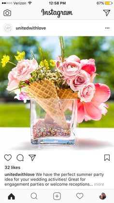 an instagram page with flowers and ice cream