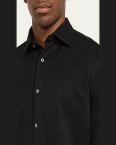 ZEGNA casual buttondown shirt in solid cotton jersey    Point collar    Button placket    Long sleeves    Round barrel cuffs    Yoked back shoulders    Curved hem    Cotton    Made in Italy Zegna Men, Button Placket, Casual Button Down Shirt, Barrel, Top Brands, Tops Designs, Button Down Shirt, In Italy, Long Sleeves