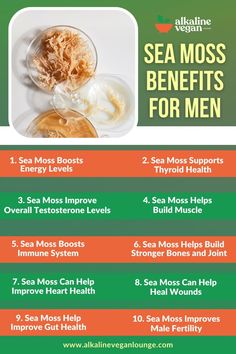 Sea Moss Benefits For Men Build Immune System, Whole Body Cleanse, Libido Boost For Men, Prostate Health Men, Libido Boost, Alkaline Vegan