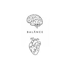 the words balance are written in black and white with an image of a human heart