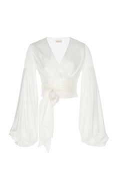 Satin Wrap Top, Alexandre Vauthier, Satin Top, Strapless Mini Dress, Front Tie Top, Moda Operandi, Silk Satin, Classy Outfits