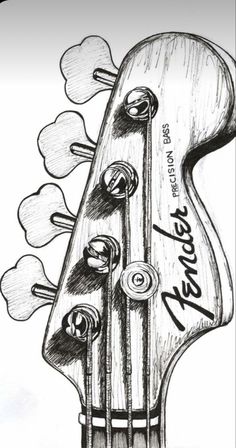 a drawing of an acoustic guitar with the words fender on it's back end