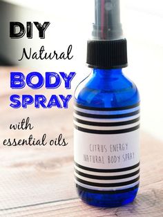 DIY Body Spray with essential oils--Two recipes including this one for Citrus Energy Body Spray. So light and refreshing! Diy Body Spray, Body Spray Recipe, Natural Body Spray, Essential Oil Spray Recipes, Essential Oil Spray, Massage Oils