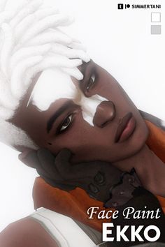 an image of a woman with white hair on her head and the caption face paint eiko