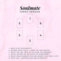 a pink background with the words soulmate tarot spread