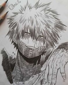 a pencil drawing of an anime character