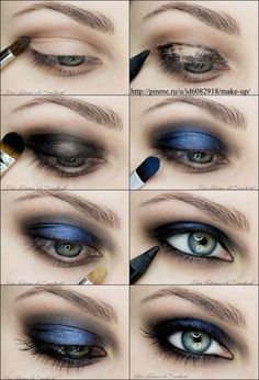 Beauty Basics: The BLUE Smoky Eye! Machiaj Smokey Eyes, Smokey Eyes Tutorial, Blue Eye Makeup Tutorial, Smoky Eye Makeup Tutorial, Makeup Cantik, Blue Smokey Eye, Smokey Eyeliner, Smokey Eye Tutorial, Smink Inspiration