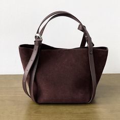 Material: Split Leather Vegan Leather Trim Comes with a built-in pouch Lining: Fabric Size: 33*17*20CM(13*7*8")approx Strap: 19-38 cm Bucket Tote Bag, Bucket Tote, Women Shoulder Bag, Small Handbag, Handbag Women, Small Handbags, Lining Fabric, Small Bags, Shoulder Bag Women