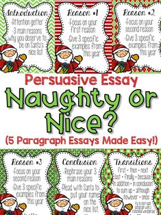 A fun way to teach or practice writing persuasive essays during the month of December! Students have to convince Santa if they have been naughty or nice! Easy paragraph is outlined step-by-step and this pack includes a brainstorming sheet, Christmas writi Computer Classroom, Christmas Writing Activities, Persuasive Essay Topics, Essay Ideas, 5th Grade Writing, Topic Ideas, 3rd Grade Writing, Christmas Teaching