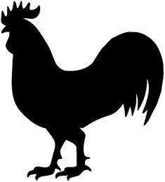 a black and white silhouette of a rooster