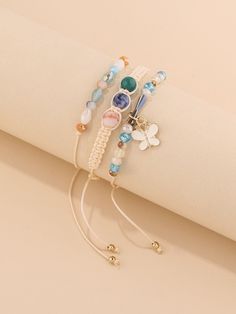 Color: Multicolor Gender: Women Material: Polyester Product Measurements in cm : Size Diameter one-size 6 Mini Crystal Bracelet, Pola Macrame, Mini Butterfly, Bracelet Sets, Crystal Beads Bracelet, Braided Bracelet, Pretty Bracelets, Cute Bracelets, Hand Jewelry