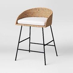 Premium Quality Landis Woven Backed Counter Height Barstool with Cushion - Threshold, Home Furniture Counter Stools With Backs Target, Woven Bar Stools Target, Woven Counter Stool, Woven Stool, Modern Coastal Kitchen, Woven Bar Stools, Industrial Theme, Coastal Kitchen Design, Nathan James