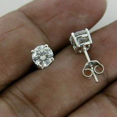 Diamond Solitaire Earrings, Fake Diamond, Stud Earrings For Men, White Gold Studs, Silver Diamond Earrings, Solitaire Earrings, Earrings For Men, Jewelry Tags, Earrings Design