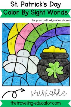 the color by sight worksheet for st patrick's day