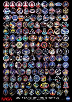 the poster for nasa's 50th anniversary celebration is shown in black and features an image of