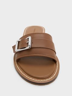 Charles Keith, Light And Dark, Summer Staples, Slide Sandals, Light In The Dark, Caramel, Slip On, Buckle, Sandals