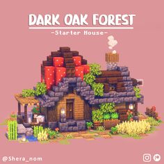 the dark oak forest game is shown in front of a pink background with an image of a