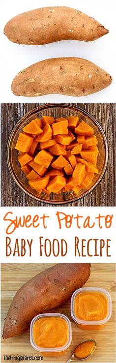 sweet potato baby food recipe for babies and toddlers to eat in the kitchen or at home