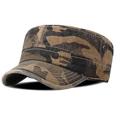 PRICES MAY VARY. ★Fabric: This Military hat is made of 100 Percent Washed Cotton. ✔️ ★The Size Adjustabe: 56-60cm=7 - 7 1/2 ; Please kindly check your head size before buy! ✔️ ★Camo Cap: This cotton cadet cap is designed for adults and teenager; Several colors are available for you, which makes it easy for you to match with different clothes.✔️ ★A Best Gift: This unisex military hat can be considered as a good gift, it is great for Spring/Summer/Early Fall, whether you want go outdoor or go on a Military Style Baseball Cap With Flat Brim, Military Style Brown Baseball Cap With Flat Bill, Khaki Flat Cap For Outdoor, Khaki Military Hat For Sports, Military Style Sports Hat, Khaki Outdoor Visor Hat, Military Snapback Hat With Flat Bill For Outdoor, Military Style Snapback Hat With Flat Brim, Military Style Outdoor Baseball Cap