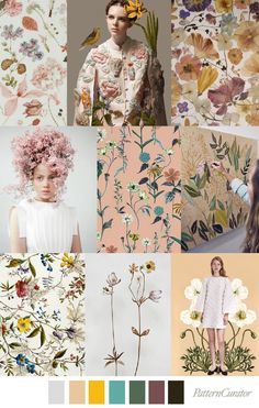 a collage of different images with flowers and plants on them, including an image of a woman's head