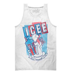 Your New Favorite Tank An ICEE Cherry Lime or Orange Dream can help beat the heat, but for those extra sunny days - you can stay cool with this summer inspired graphic tank top featuring the instantly recognizable ICEE logo, and ICEE Polar Bear mascot. To complete the vintage look and feel of this ICEE tank shirt - we've distressed the graphic and printed it on a soft, white cotton tank top. 100% Cotton Machine Wash Tumble Dry Regular Fit Printed in USA White Racerback Tank Top For Summer, White Summer Racerback Tank Top, Casual Letter Print Tank Top For Summer, Summer Sleeveless Tops With Letter Print, Casual Screen Print Tank Top, Summer Sports Cotton Tank Top, Casual Sports Tank Top For Summer, White Racerback Tank Top With Graphic Print, White Graphic Print Racerback Tank Top