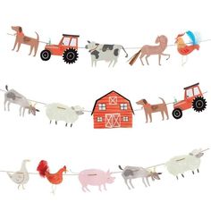 On the Farm Large Garland - CeciVictoria Farm Party Decorations, Large Garland, Farm Animals Decor, Barnyard Birthday Party, Farm Animal Party, Farm Animals Birthday Party, Farm Themed Birthday Party, Party Girlande, Barnyard Party