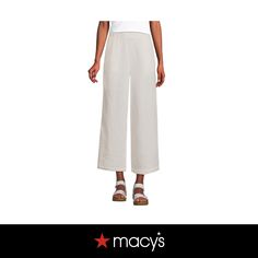 in stock Spring Cream Ankle-length Wide Leg Pants, Cream Wide Leg Ankle-length Pants For Spring, Cream Straight Pants For Spring, Cream Wide-leg Pants For Daywear, Cream Ankle-length Wide Leg Pants For Spring, White Spring Bottoms For Daywear, White Bottoms For Spring Daywear, Cream Wide Leg Pants With Elastic Waistband For Spring, Beige Wide Leg Pants For Spring Daywear