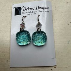 Deveer Designs Hand Made Fused Glass Jewelry In A Beautiful Blue And Silver Shimmery Color Made In The Usa Never Used, Brand New Glass Infused Jewelry, Matte Gold Earrings, Modernist Earrings, Unicorn Earrings, Rose Gold Hoop Earrings, Stained Glass Jewelry, Fused Glass Jewelry, Teardrop Dangle Earrings, Red Gemstones