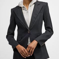 Details -Peak Lapels -Long Sleeves; Button Cuffs -Hip Flap And Welt Pockets -Vented Back -Tailored Fit -Cutaway Hem -Single-Button Closure -Polyester/Viscose/Elastane -Polyester/Elastane Lining Veronica Beard Blazer, Peplum Blazer, Cropped Blazer Jacket, Beige Blazer, Cropped Blazer, White Blazer, Veronica Beard, Tweed Jacket, Crop Jacket