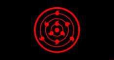 a red circle with arrows in it on a black background