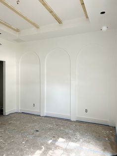 an empty room with white walls and no one in the room or there is something on the floor