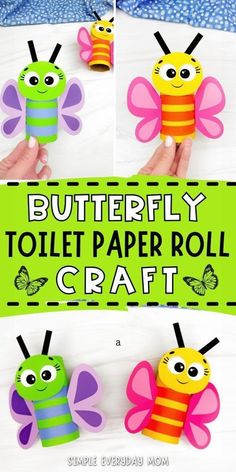 paper crafts for kids to make with the help of toilet paper rolls and butterflies on them