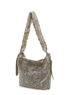 in a faux fur construction. An adjustable shoulder strap with canvas side straps and buckle closures, fully lined, an inner canvas pocket, an inner zippered pocket, an inner patch with the Darker Wavs logo, a snap button closure, and an embroidered “D” logo on each side of the shoulder strap. Winter Leather Shoulder Bag With Faux Fur Lining, Winter Faux Fur Shoulder Bag For Everyday Use, Faux Fur Lined Shoulder Bag, Everyday Faux Fur Tote Shoulder Bag, Faux Fur Shoulder Bag For Everyday Use, Fall Brown Shoulder Bag With Faux Fur Lining, Brown Shoulder Bag With Faux Fur Lining For Fall, Everyday Faux Fur Shoulder Bag With Fur Trim, Everyday Faux Fur Trim Shoulder Bag