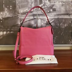 Shay Shoulder Bag Soft Pebble Leather In Confetti Pink Inside Zip, Cell Phone And Multifunction Pockets Zip-Top Closure, Fabric Lining Strap With 8 3/4" Drop Outside Zip Pocket Detachable Strap With 21 1/2" Drop For Shoulder Or Crossbody Wear 12 1/4" (L) X 10 3/4" (H) X 5" (W) Style No. 93811 Includes Dustbag. Retail - Not Outlet. Coach Hobo Tote Bag For On-the-go, Coach Shoulder Bag With Top Carry Handle For On-the-go, Pink Crossbody Bucket Bag With Top Carry Handle, Coach Hobo Bag With Detachable Strap Crossbody, Pink Hobo Bag With Top Carry Handle, Pink Tote Hobo Bag With Top Carry Handle, Pink Bucket Bag With Top Carry Handle, Coach Satchel With Adjustable Strap For Errands, Coach Top Handle Hobo Bag For On-the-go