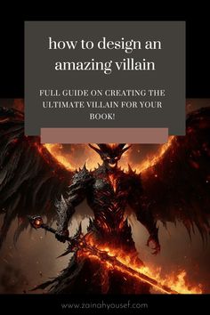 the cover for how to design an amazing villain book, with text overlaying it