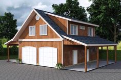 a two car garage is shown in this rendering