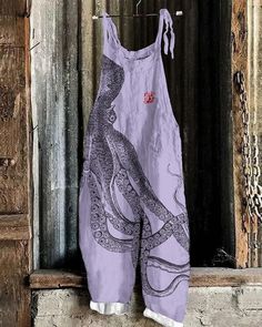 Art Octopus, Crab Print, Look Rose, Octopus Print, Casual Art, Pink Jumpsuit, Boho Patterns, Casual Jumpsuit, Boho Casual