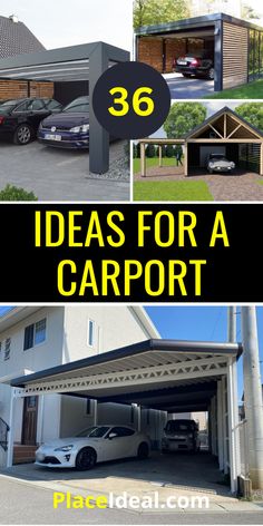 garages and carports with text overlay that reads, ideas for a carport