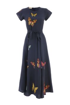 Fanm Mon | Papiyon Embroidered Maxi Dress For Summer Evening, Summer Evening Maxi Dress With Butterfly Sleeves, Fitted Short Sleeve Butterfly Print Dress, Fitted Dress With Butterfly Embroidery, Spring Dress With Butterfly Embroidery And Short Sleeves, Spring Dresses With Butterfly Embroidery And Short Sleeves, Light Green Dress, Butterfly Embroidery, Free Dresses