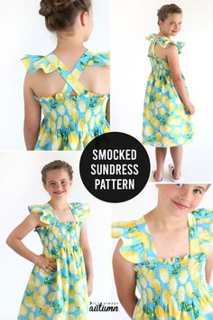 Diy Smock, Sundress Tutorial, Smock Dress Pattern, Smocked Sundress, Sundress Pattern, Toddler Patterns, Dress Patterns Diy, Cute Sundress, Girls Smocked Dresses