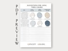 the color guide for using these colors in your project is shown on top of a white background