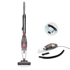 a cordless vacuum with its attachments and accessories on the white background, including a cord