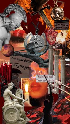 the collage has many different pictures and words on it, including an angel with a candle