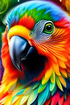 Rainbow Parrot 4K Wallpaper Parrot Images, Rainbow Parrot, Wallpaper Dog Aesthetic, Animals And Pet Supplies, Costa Rica Art, Colorful Animal Paintings, Whimsical Art Paintings, Parrots Art