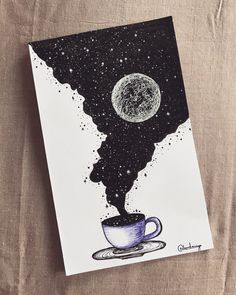 Dark Colors Painting, Easy Astethic Paintings, Cool Sketch Book Ideas Easy, Aesthetic Pen Sketches, Pen Art Drawings Creative, Mica Art, Space Drawings, Canvas Painting Designs