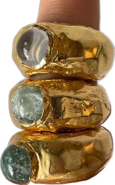 Dope Jewelry, Plated Ring, Gold Plated Rings, Handmade Gold, Crystal Stone, Be Different, Dream Jewelry, Jewelry Inspo, Green Crystals