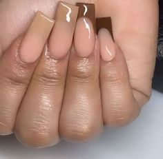 Neutral Nails Acrylic, Acrylic Nails Nude, Nail Aesthetic, Brown Acrylic Nails, Multicolored Nails, Purple Acrylic Nails, Acrylic Toe Nails, Colored Acrylic Nails, French Tip Acrylic Nails